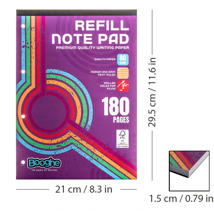 A4 Refill Note Pad Lined 180 Pages (3 Pack)