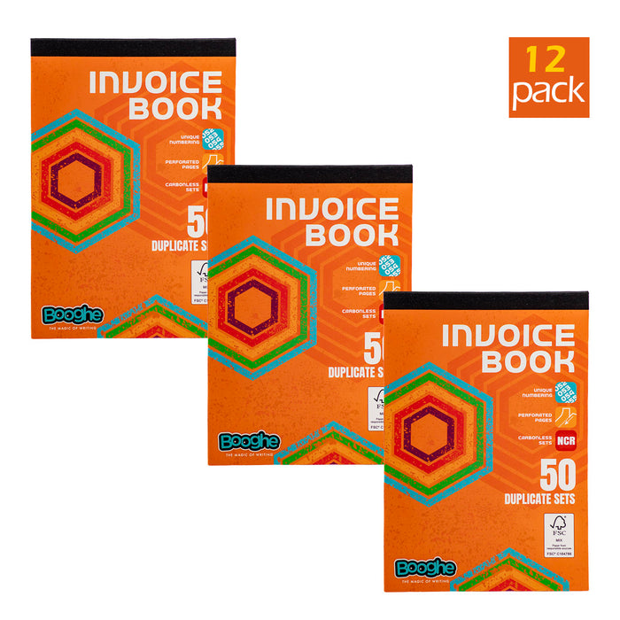 Carbonless Invoice Book 50 Duplicate Sets (12 Pack)