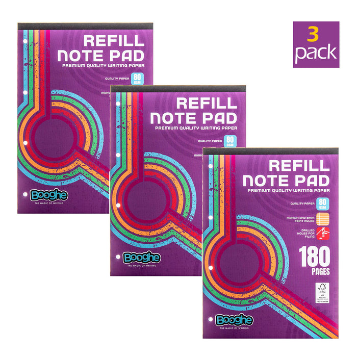 A4 Refill Note Pad Lined 180 Pages (3 Pack)