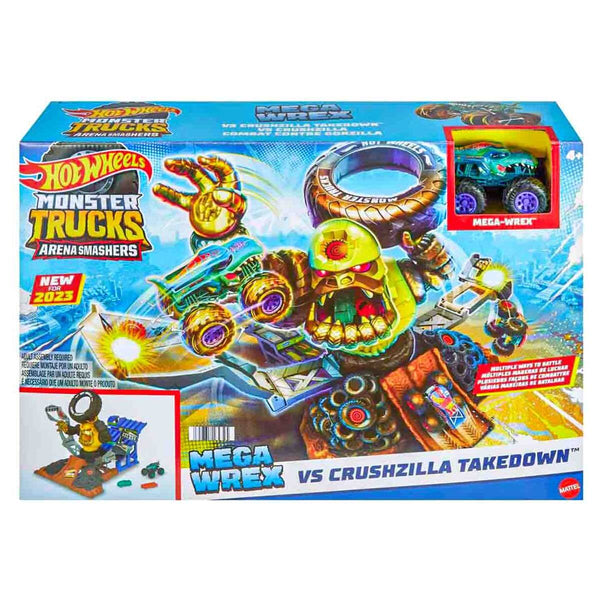 Hot Wheels Monster Trucks Arena Smashers Mega Wrex vs Crushzilla Taked Booghe