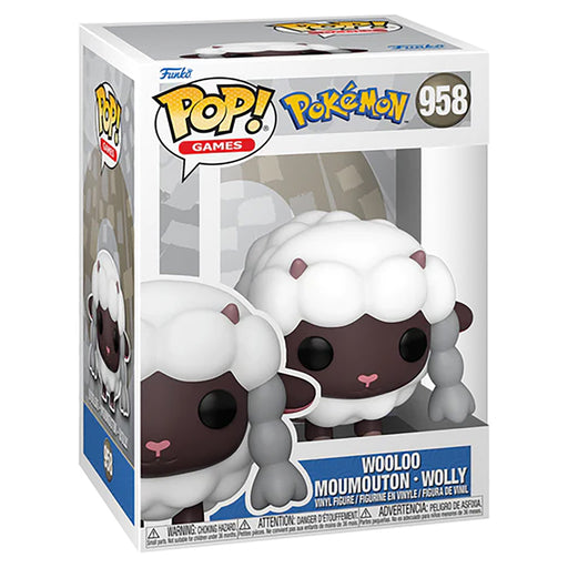 Funko Pop! Games: Pokémon Wooloo Vinyl Figure #958 in a window display box