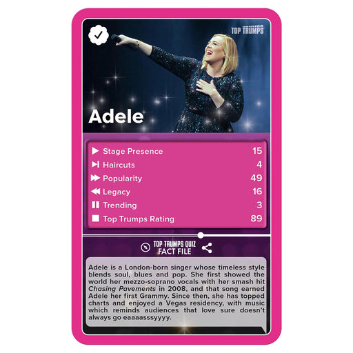 Popstars Top Trumps Specials Card Game