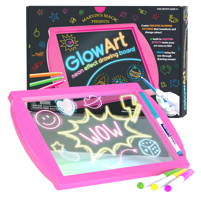 Marvin’s Magic Glow Art Neon Effect Drawing Board Pink