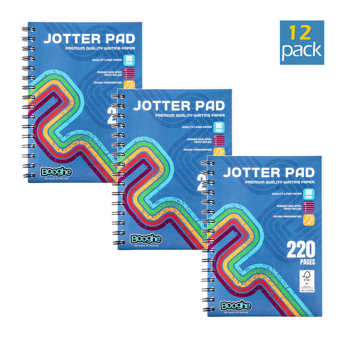 A5 Lined Jotter Pad 220 Pages (12 Pack)