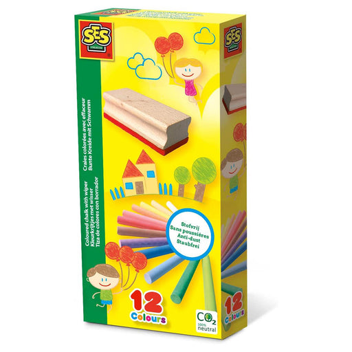 SES Creative Coloured Chalk with Wiper Set