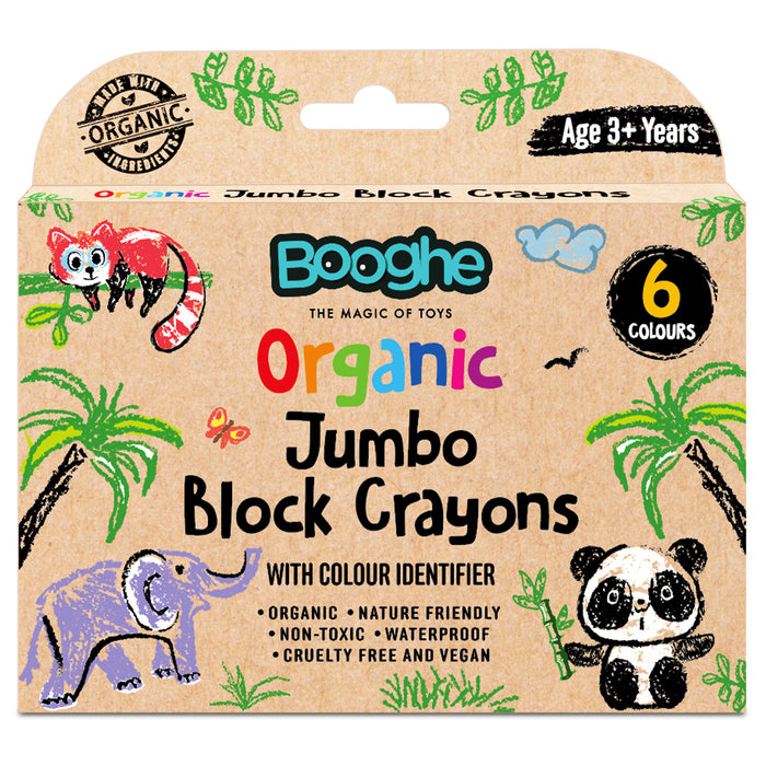 Booghe Organic Jumbo Block Crayons (6 Pack)