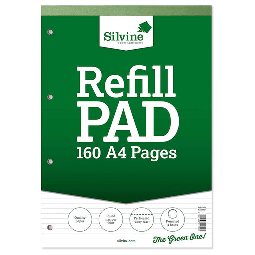 Silvine A4 Refill Pad Narrow Feint 160 Pages