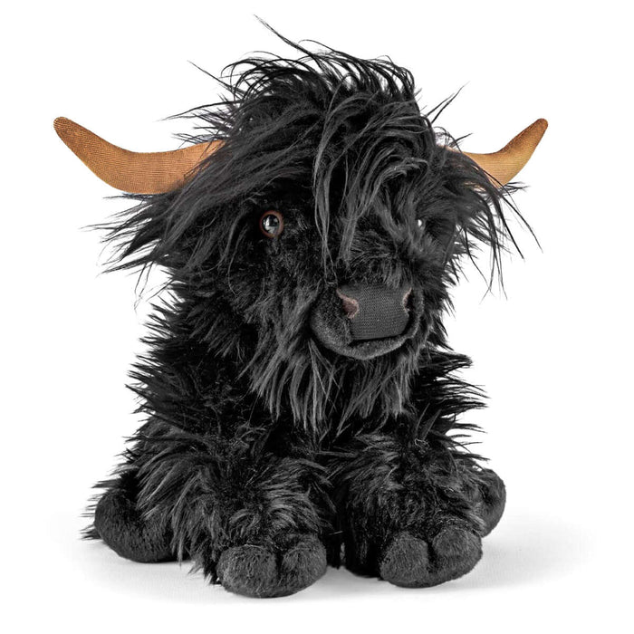 Living Nature Black Highland Cow 22cm Plush with Sound