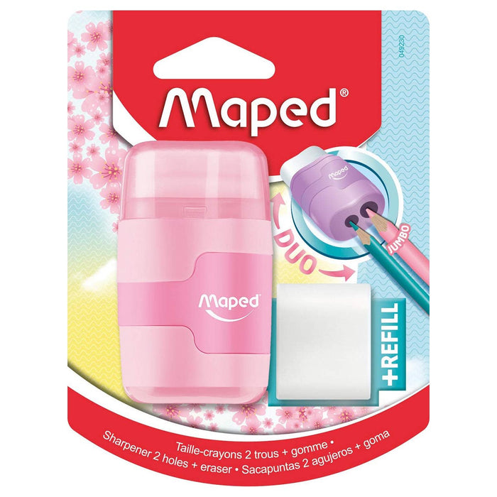 Maped Pastel Duo Connect Pencil Sharpener & Eraser (styles vary)