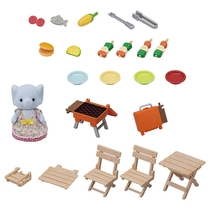 Sylvanian Families BBQ Picnic Set - Elephant Girl Playset