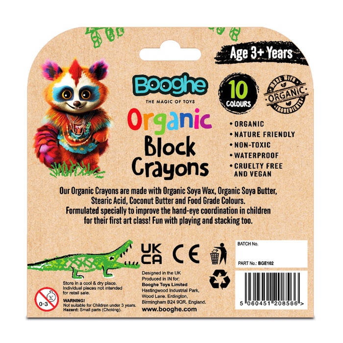 Booghe Organic Block Crayons (10 Pack)