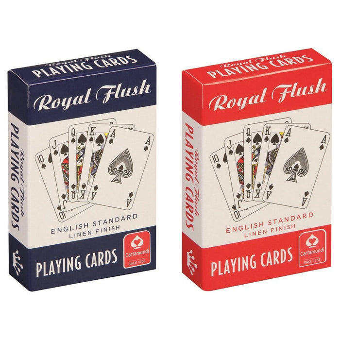 Royal Flush English Standard Linen Finish Playing Cards (2 Decks - Red & Blue)