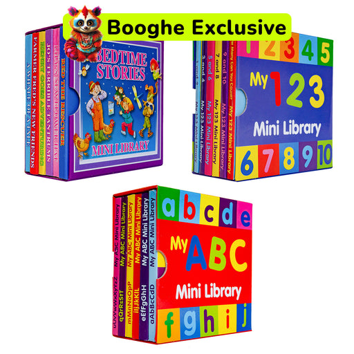 Bedtime Stories - My 123 - My ABC - Mini Library Board Books (3 Sets of 6)