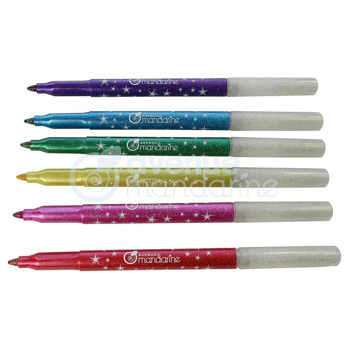 Avenue Mandarine Glitter Felt-Tip Pens (6 Pack)