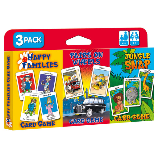 Children's Card Games Jungle Snap, Pairs on Wheels & Happy Families (3 Pack)