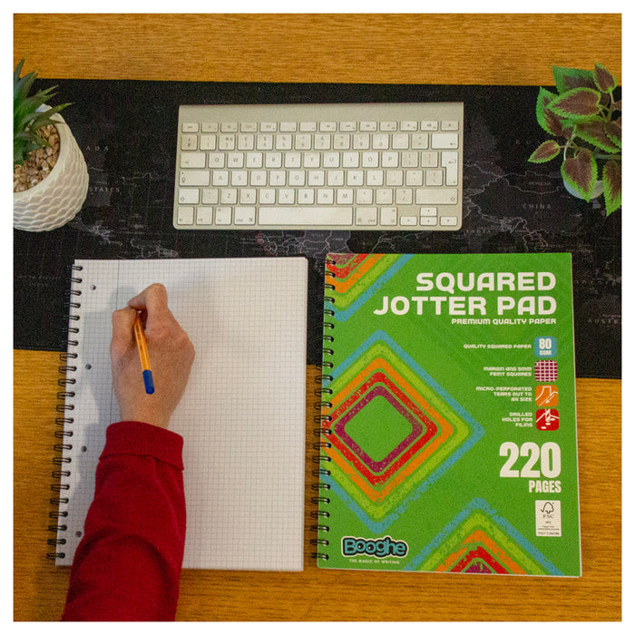 Booghe A4 Squared Jotter Pad 220 Pages (6 Pack)